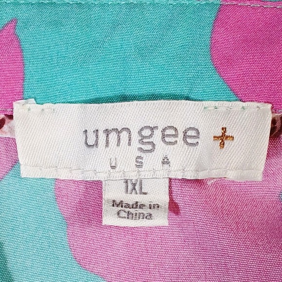 Umgee Floral Teired Mini Shift Dress 1XL Blue Pink Dopamine Boho Fairy - Picture 9 of 12